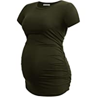 Smallshow Vestidos de Mujeres de Maternidad de Mangas Cortas Fruncido Camiseta para Mujeres Embarazada